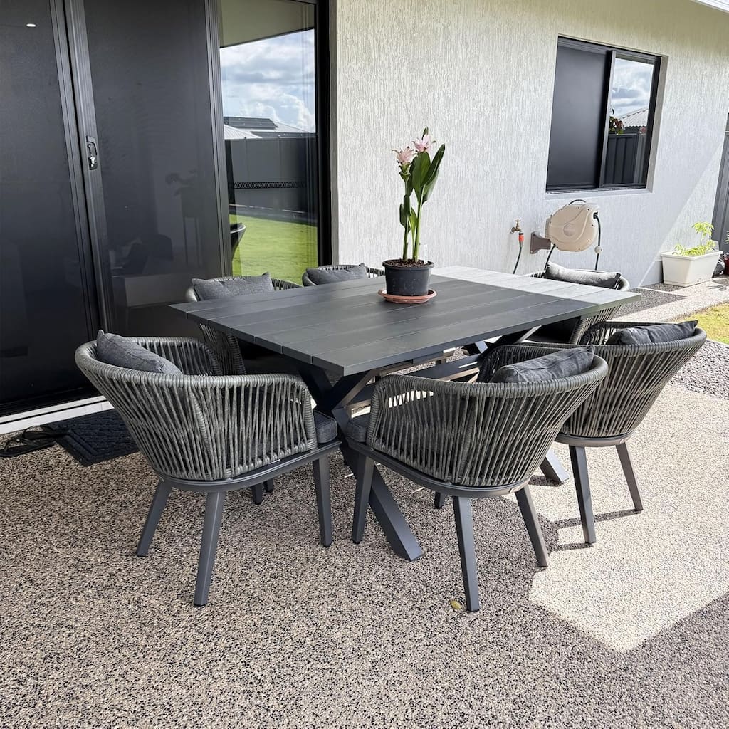 PURPLE LEAF 7/9/11 pcs Patio Dining Set Aluminum desk with chairs for lawn backyard garden -GREY
