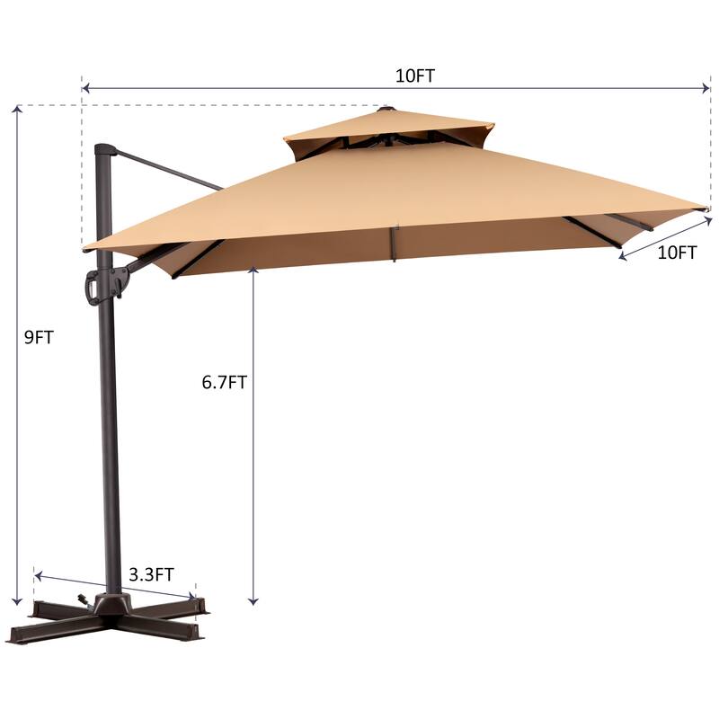 VredHom Patio Cantilever Offset Umbrella 360 degrees Rotation