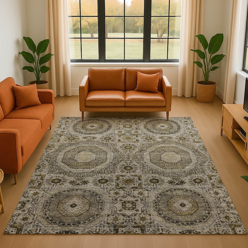 Premium Washable Super Soft Vintage Traditional Mayfield Rug - Taupe - 8' x 10'