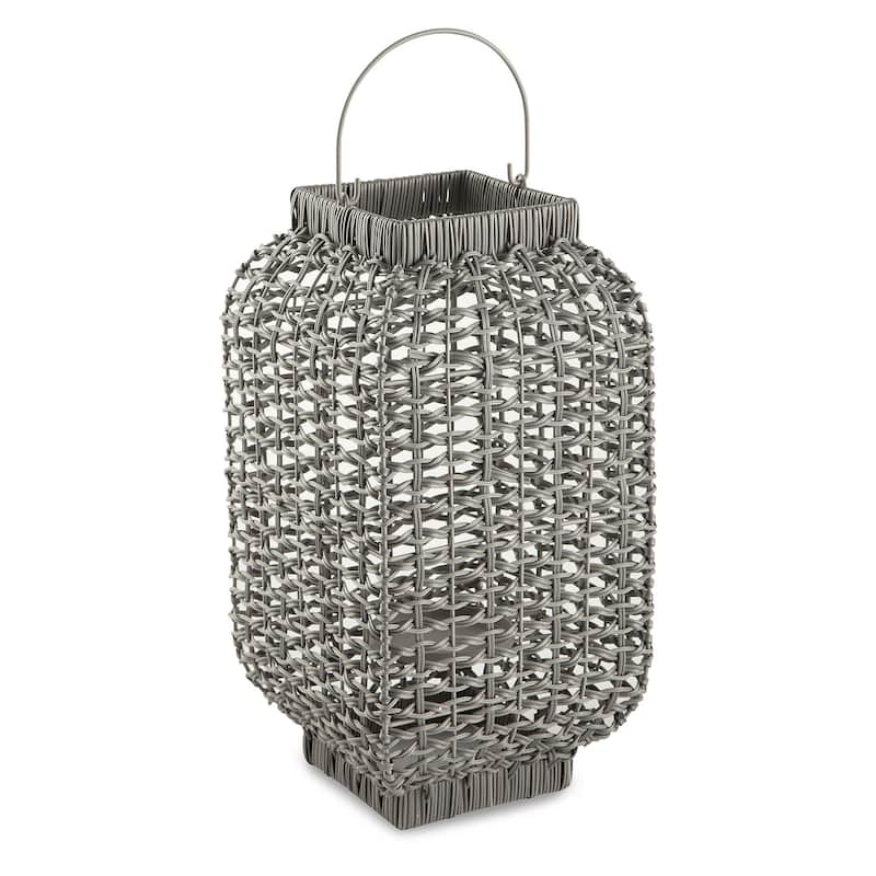 Ashley Furniture Evonne Antique Gray Lantern - 9"W x 9"D x 17"H