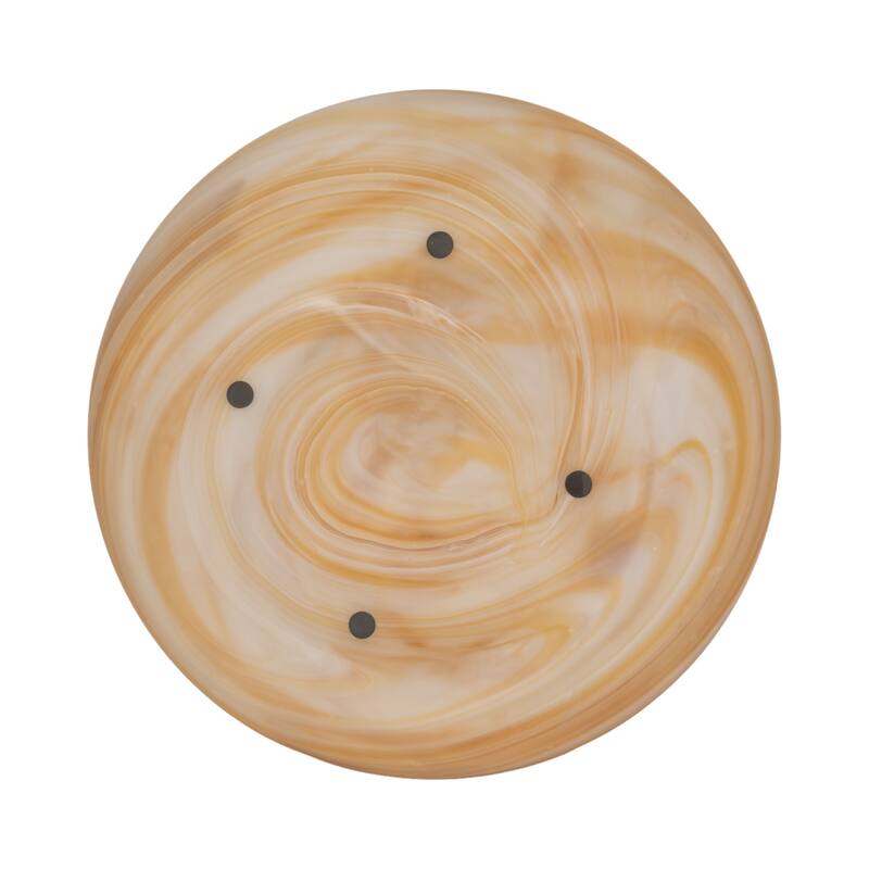 Round Glass Decorative Bowl with Swirl Pattern - 19", Orange - 19.0"