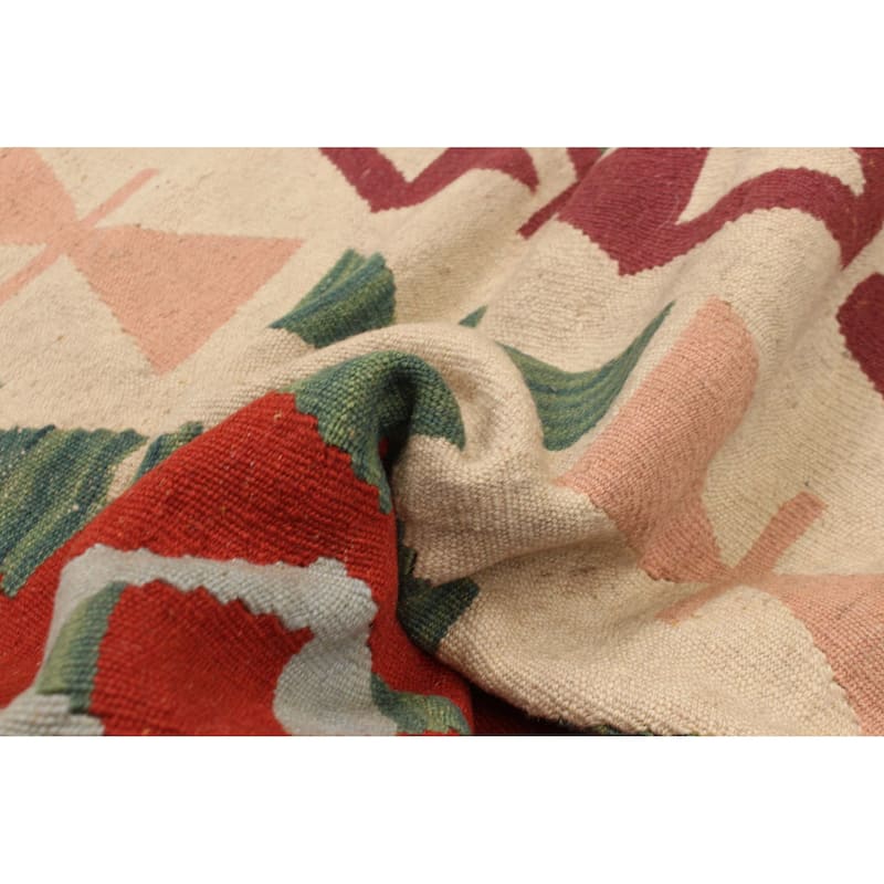 ECARPETGALLERY Flat-Weave Sivas Cream Wool Kilim - 3'10 x 5'11