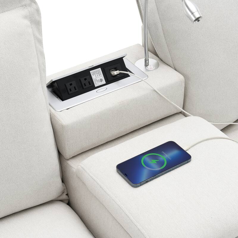 Cloud Sectional Sofa wConsole, USB, Reading Light, Cup Holder, Ottoman