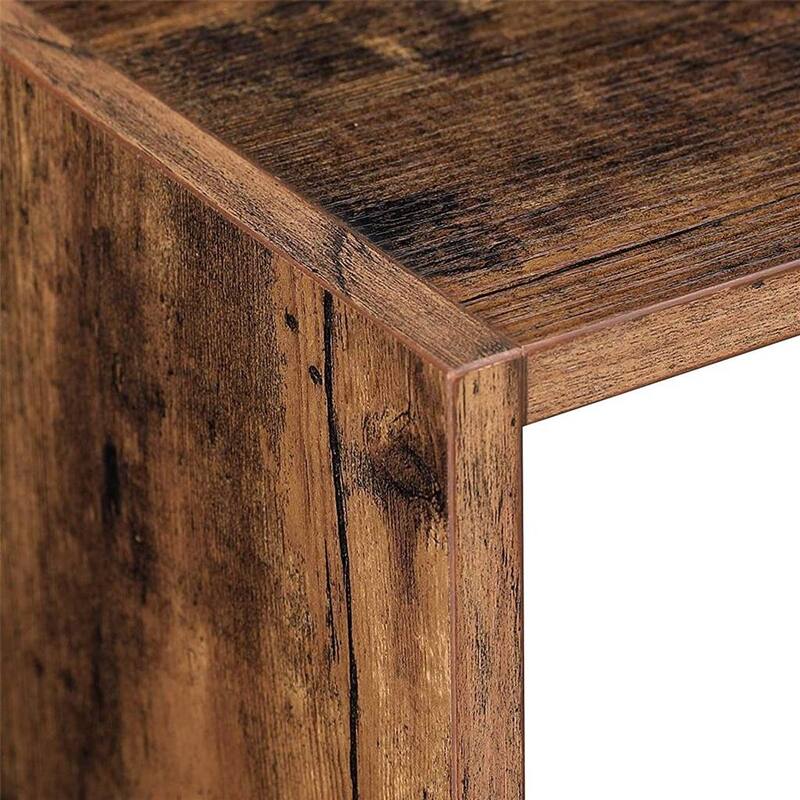 Rustic Brown 8-Cube Bookshelf with Open Storage Compartments for Living Room Study or Office - 35.4"L x 11"W x 39.4"H