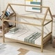 preview thumbnail 29 of 44, Twin Size House Bed with Headboard and Footboard, Underbed Storage - Rubberwood House-shaped Bed Frame for Children's Room White Oak - Twin