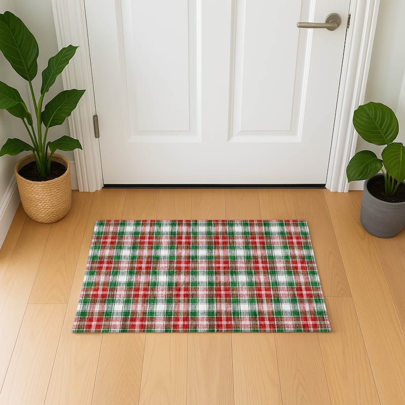 Premium Washable Super Soft Christmas Plaid Mayfield Rug - Emerald - 1'8" x 2'6"