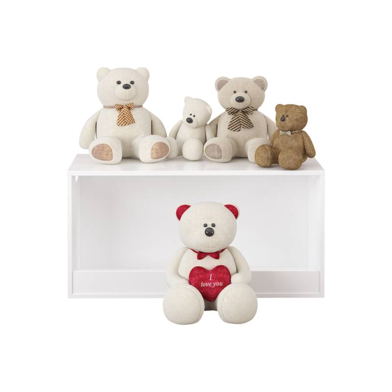 Open Toy Storage Box for Kids, White Wooden Organizer Bin for Plush Toys, Books, Nursery or Playroom Use
