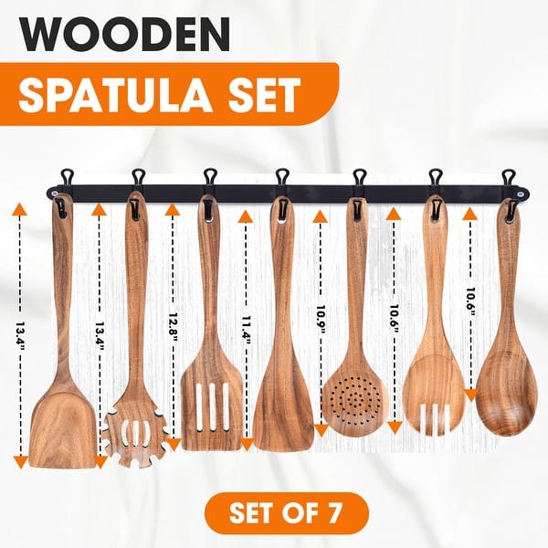 Cheer Collection Wooden Kitchen Utensils Set - 7 Piece