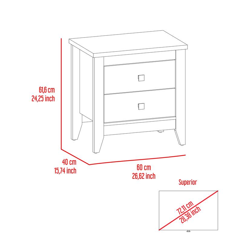 Windsor 2-Drawer Nightstand Black Wengue，Suitable for bedrooms,living rooms,apartments