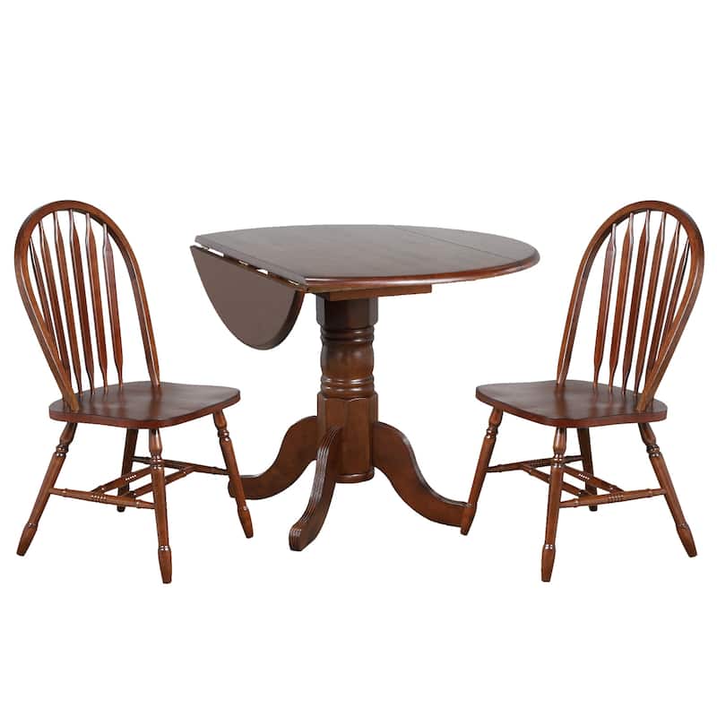 Extendable Dining Set 42" Round Table & 2 Retro Chairs - Art Deco Style