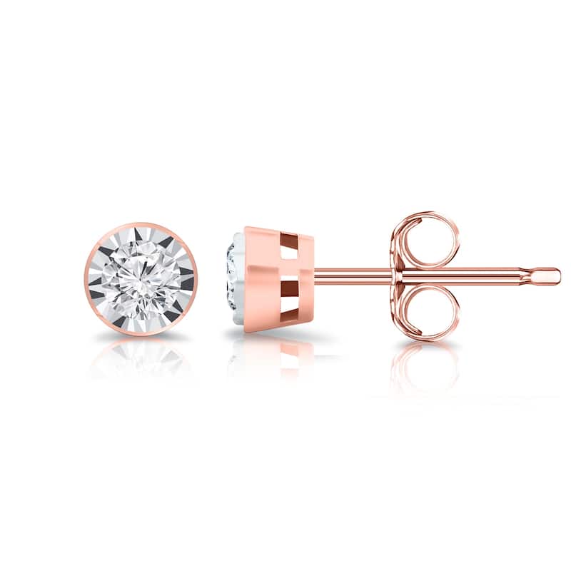 Auriya 14k Gold 1/5ctw Round Diamond Stud Earrings Bezel-set (G-H, I1-I2)