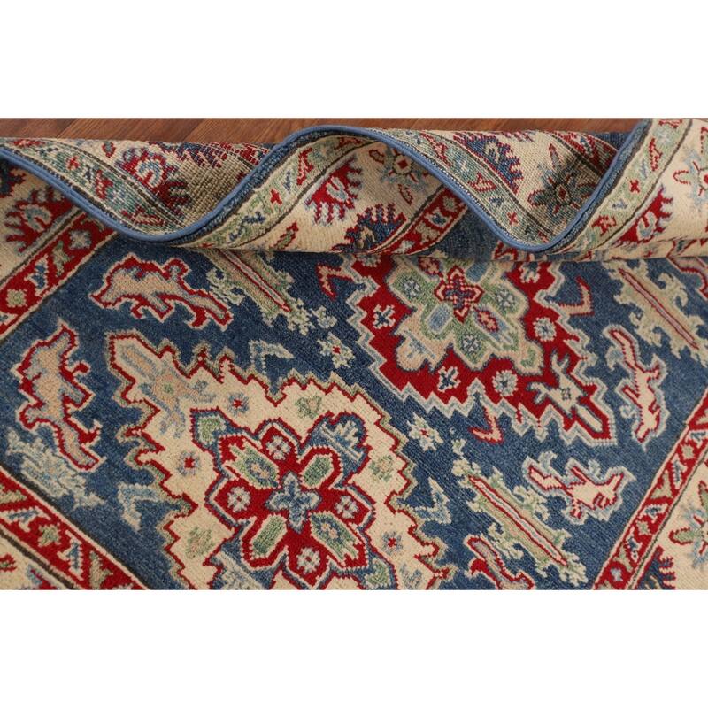 Blue Kazak Accent Rug Handmade Traditional Wool Carpet - 3'3" x 4'9"