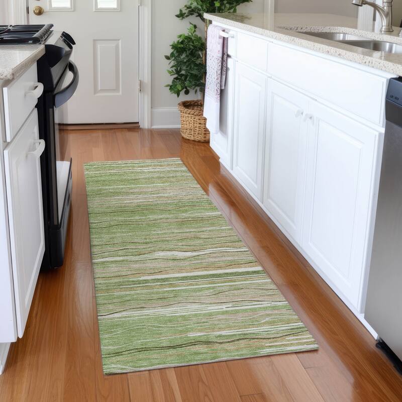 Premium Washable Super Soft Solid Landscape Mayfield Rug - Green - 2'3" x 7'6"