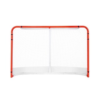White Street Hockey Net with Orange Steel Frame Perfect for Indoor and Outdoor