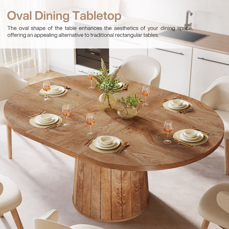 Rustic 55" Wood Dining Table Seats for 4-6 People, Kitchen Table for Dinning Room and Kitchen