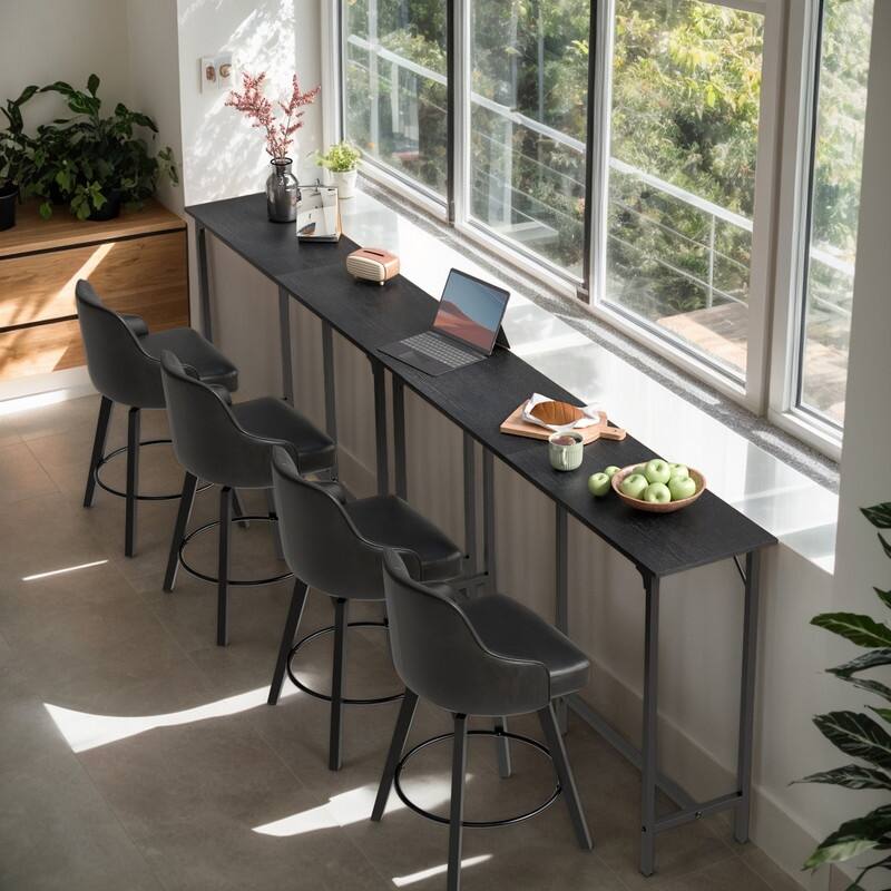 63'' Counter Height Bar Dining Table with Metal Frame , Pub Sofa Table for Kitchen and Living Room - N/A