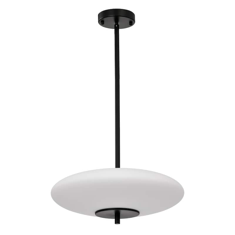 Caio Matte Black Pendant Light with Oval Disk Frosted Glass Shade - Matte-Black
