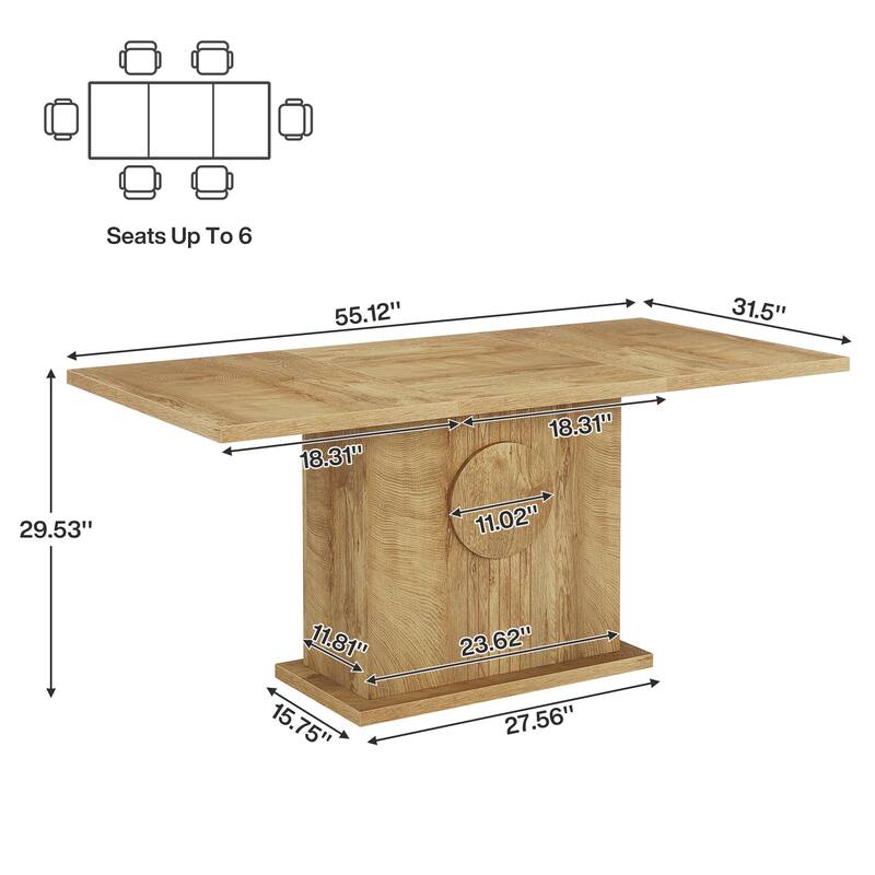 Wood Dinner Table, Kitchen Dining/Living Room Accent Dinner Table Gathering Table