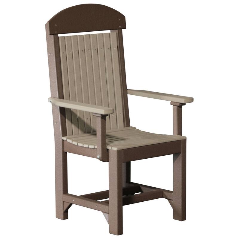 Set of 4 Poly Lumber Classic Dining Chairs - Arm Chair - Weatherwood & Chestnut Brown - Dining Height