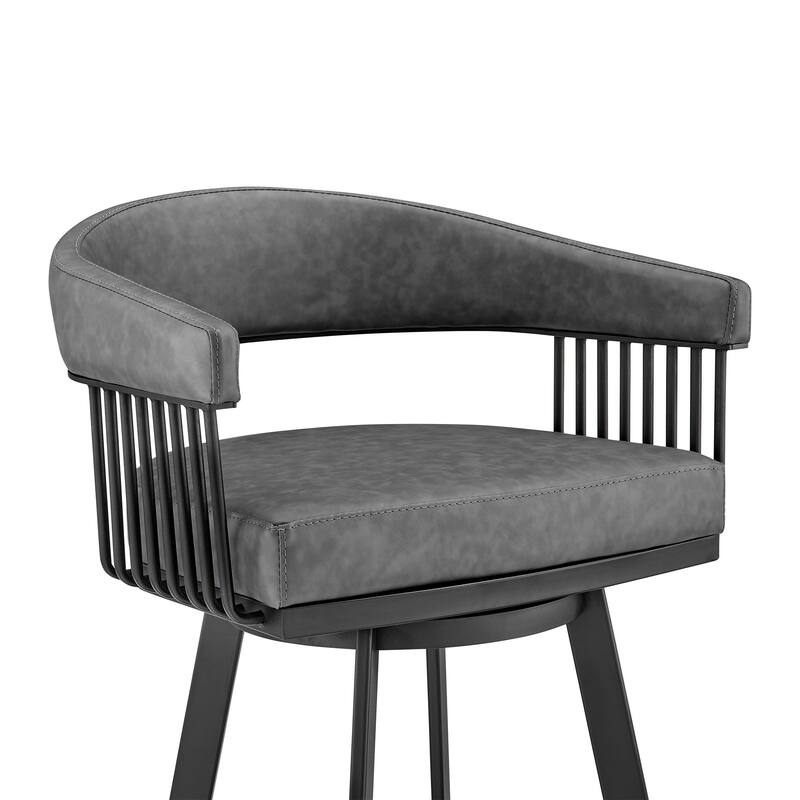 Modern Swivel Low Back Bar Height Stool Chair with Iron Frame and Metal Finish Perfect for Kitchen Island
