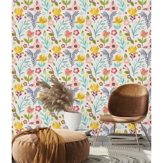 Hand Illustrated Floral Pattern Peel and Stick Wallpaper - Overstock ...