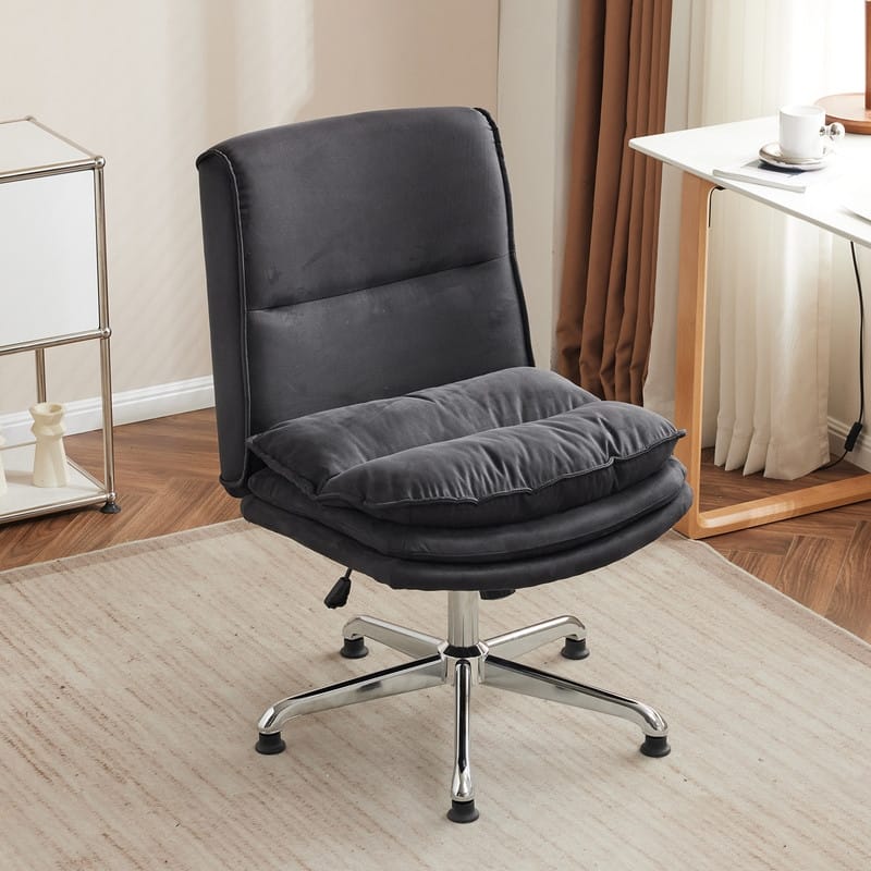 Upholstered Armless Polyester Fiber Task Office Chair