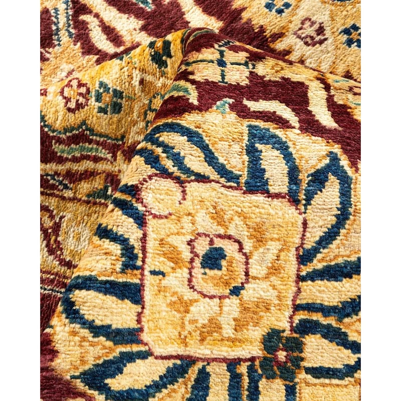 Overton Hand Knotted Wool Vintage Inspired Modern Contemporary Eclectic Red Area Rug - 6' 1" x 8' 7"