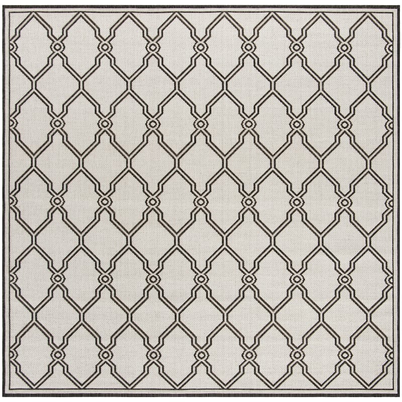 SAFAVIEH Linden Jeri Indoor/ Outdoor Waterproof Patio Backyard Rug - 6'7" Square - Light Grey/Charcoal