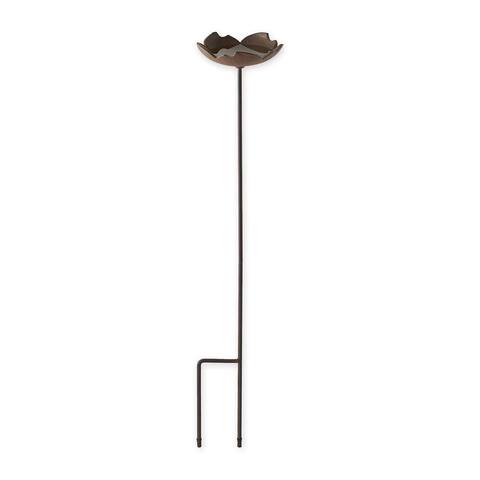 Songbird Valley Decorative Cast Iron Flower Round Bird Bath on Stake - 7.5"Lx6.75"Wx26.75"H