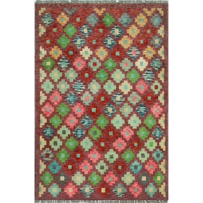 Balochi Olumiji Purple/Ivory Rug - 3'3" x 4'10"