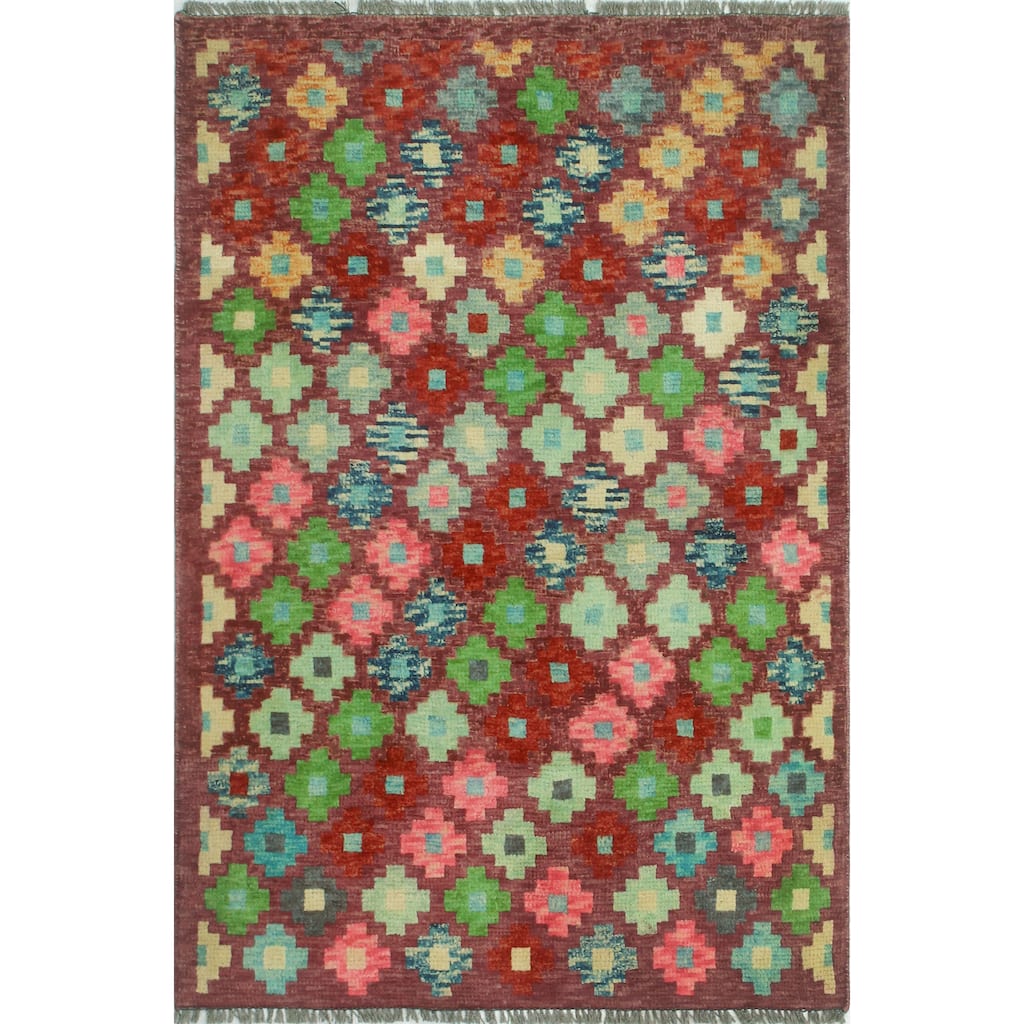 Balochi Olumiji Purple/Ivory Rug - 3'3" x 4'10"
