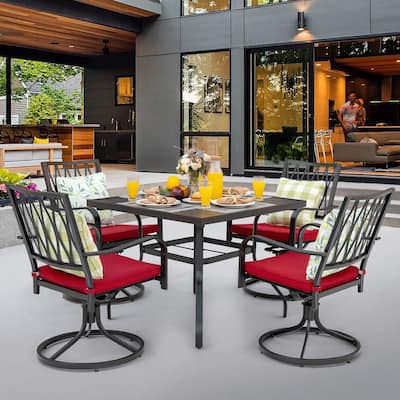 Nuu Garden Outdoor 5-piece Dining Set with Swivel Chairs and Cushions