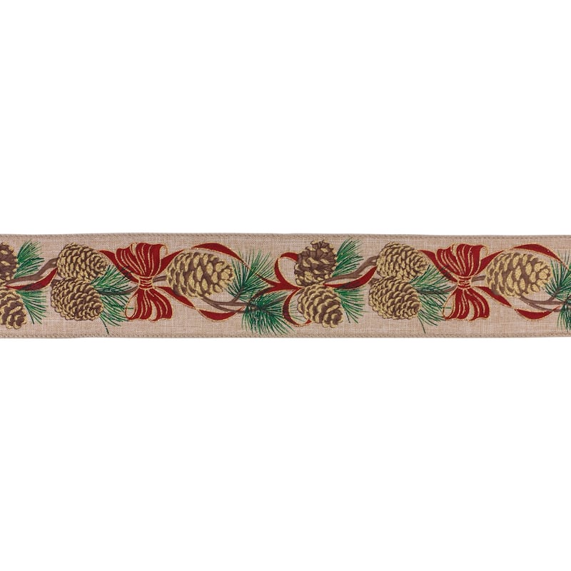 Pinecone Wired Ribbon (Set of 2)