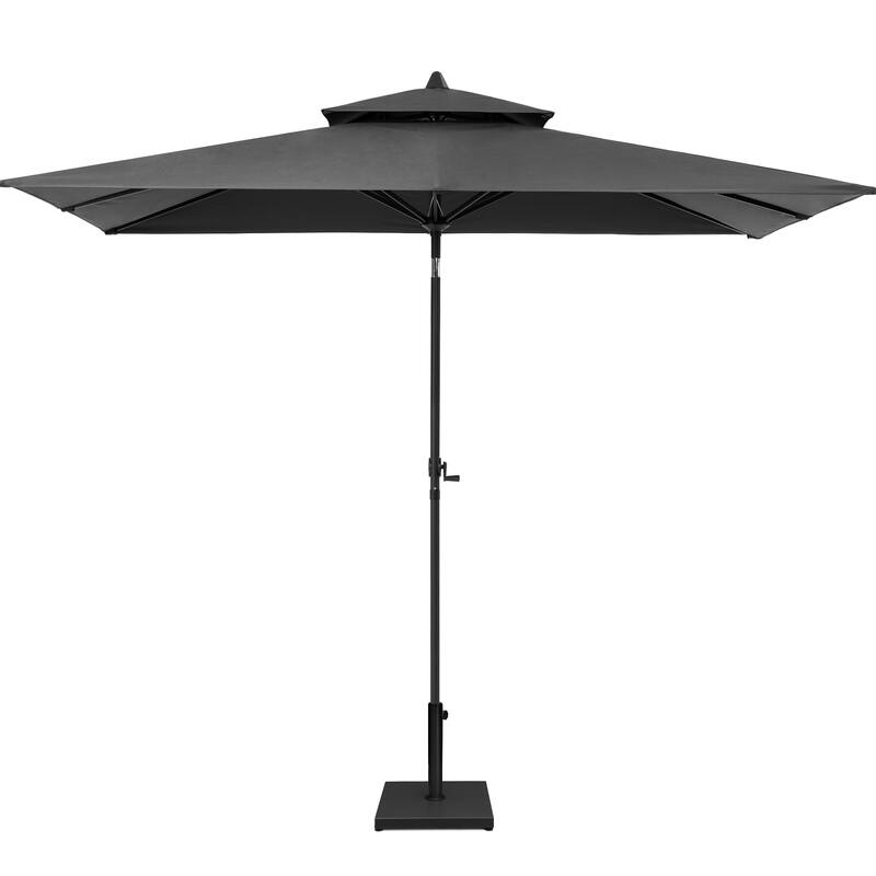 VredHom 9 x 5 Ft Outdoor Rectangular Market Umbrella with Double Top - Black-WithBase