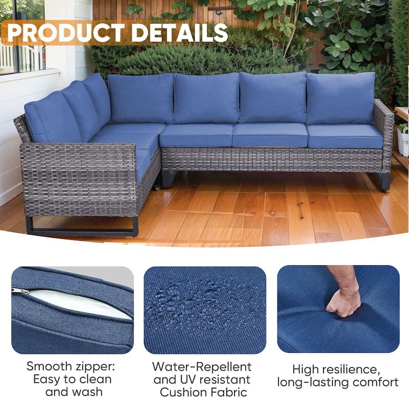 Outdoor PE Wicker Furniture Set with Fire pit Table