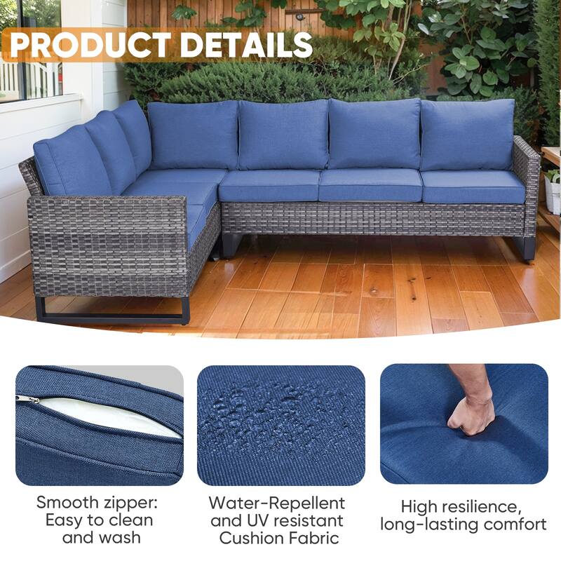 Patio Rattan Sectional Sofa Swivel Chair with Fire pit Table