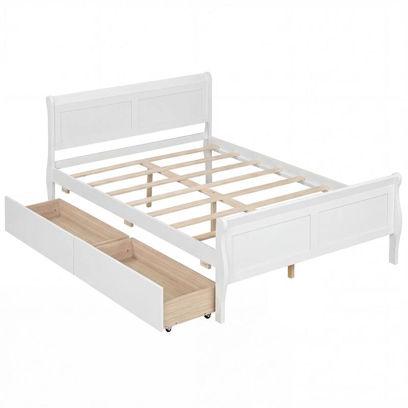 Costway Twin Size Bed Frame with 2 Storage Drawers Wood Platform Bed