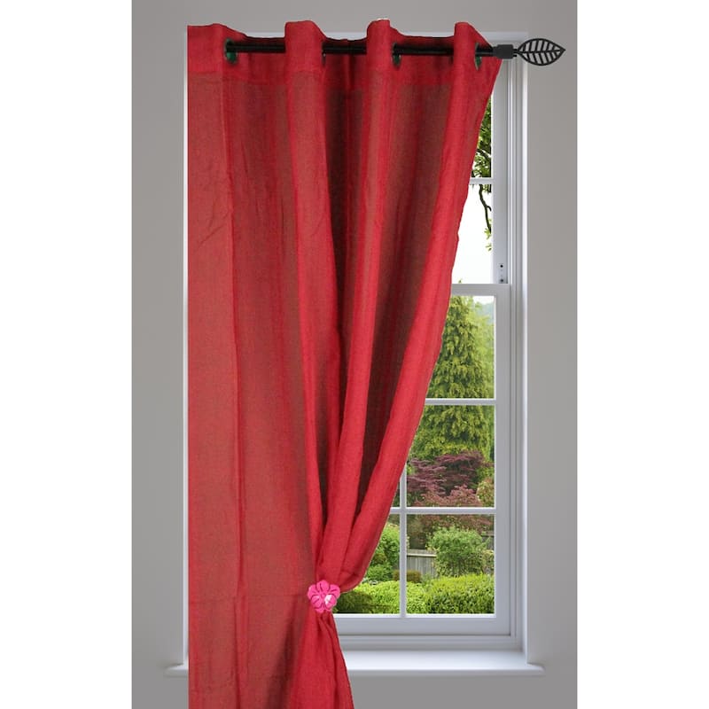 Adjustable Single Curtain Rod 50"-82" with Faceted Finials and Brackets, Graphite - 50" to 82" L x 5/8" D