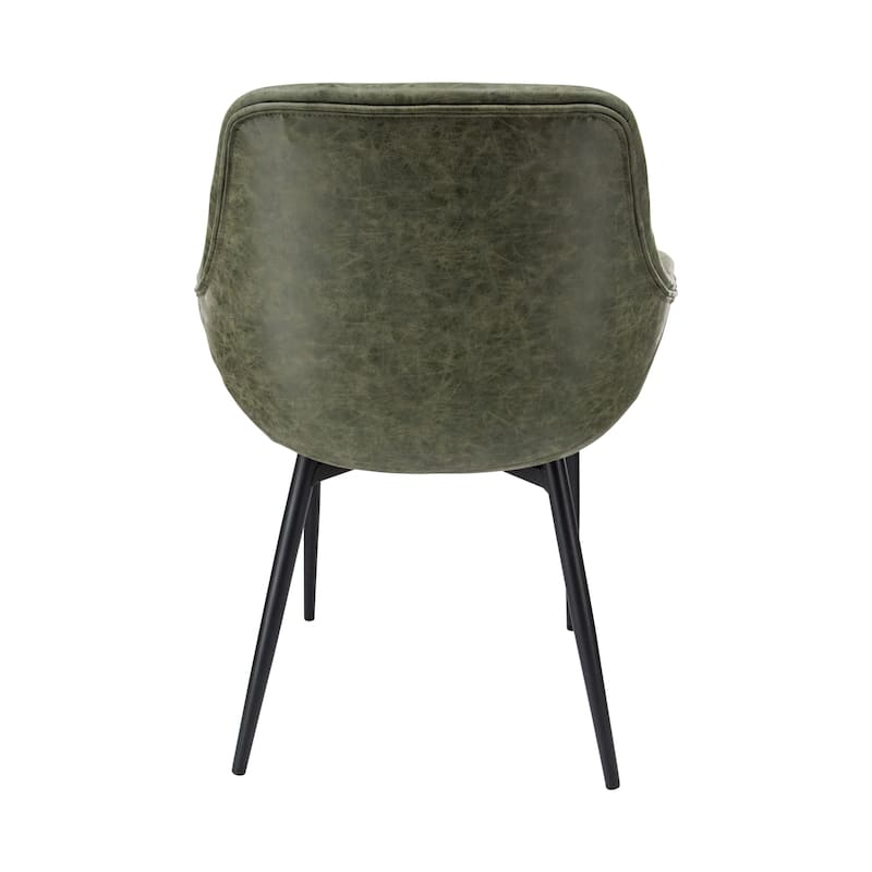 Markley Leather Dining Chair with Iron Legs Set of 4 Modern Accent Armchair