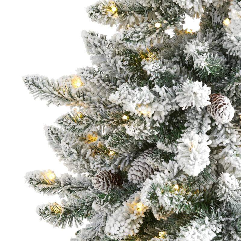5' Flocked Livingston Fir Christmas Tree with 200 Clear Lights - Green
