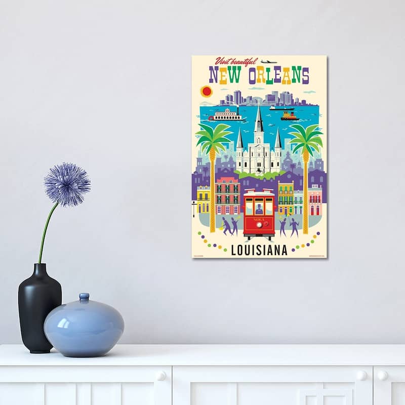 iCanvas "New Orleans Travel Poster" by Jim Zahniser Canvas Print - 18x12x1.5