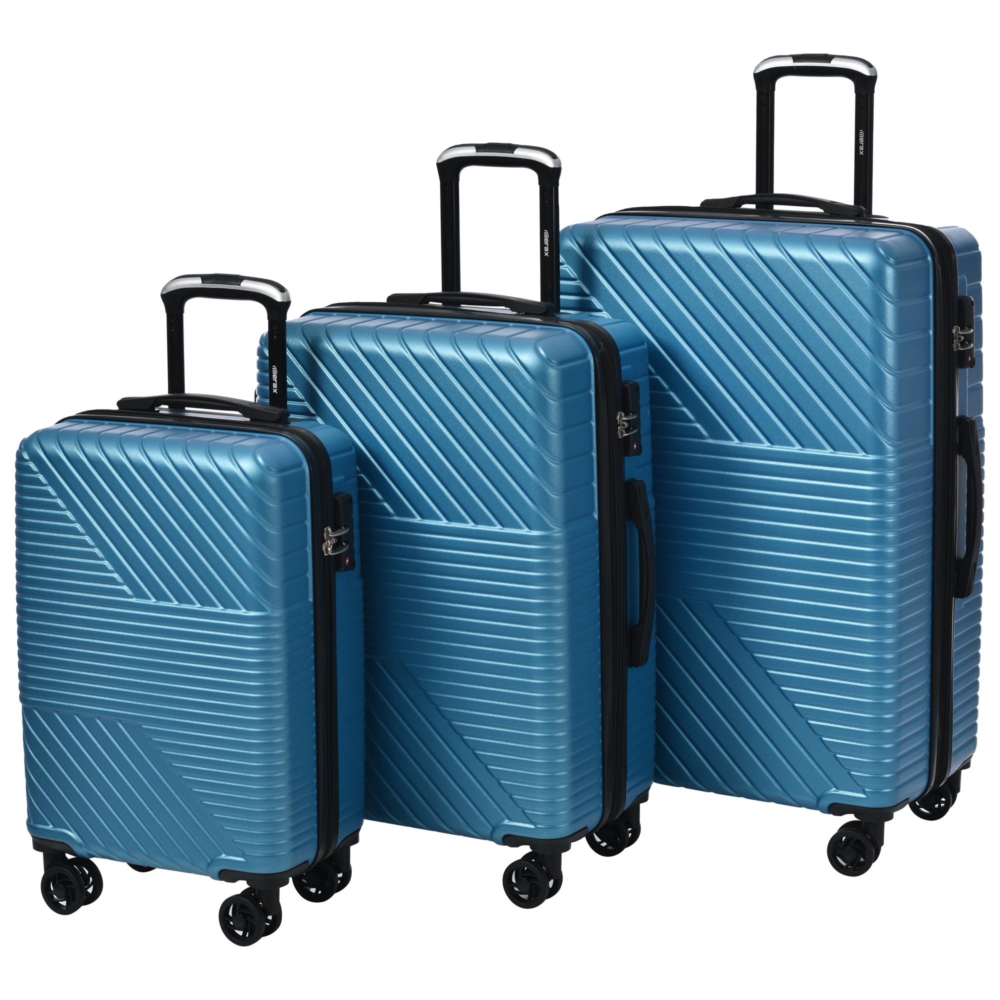 最終値下げ Merax Expandable Lightweight Luggage Set ABS Sky Piece Hardshell  Expandable Lightweight Blue Spinner Suitcase Merax with 3-Piece Corner  Guards (Blue (20/24/28) localhost