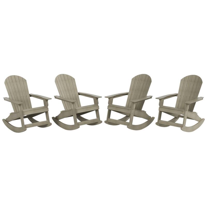 Vineyard HIPS Outdoor Eco-Friendly All Weather Seashell Rocking Adirondack Chairs (Set of 4)