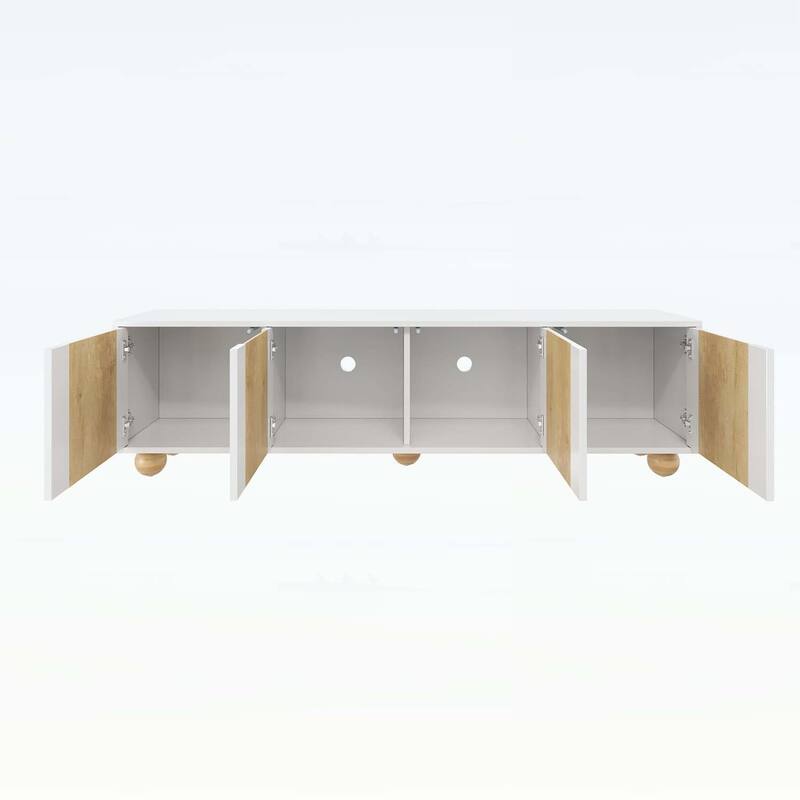 Farmhouse TV Stand with Cable Holes for TVs up to 75