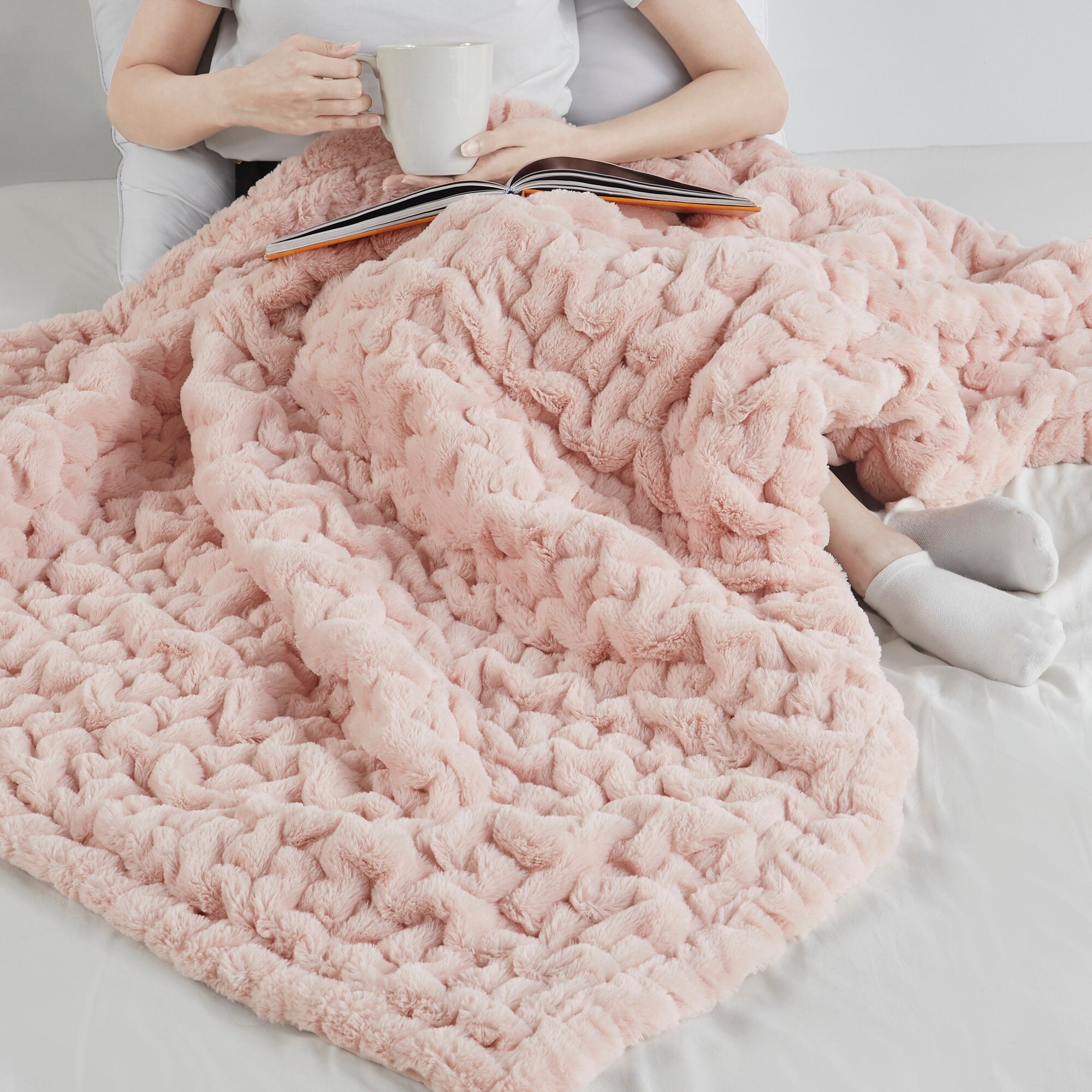 Madison park ruched faux fur throw on sale