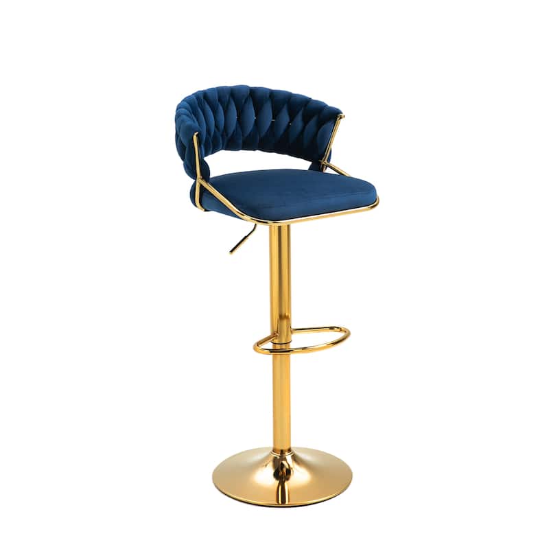 Set of 4 Modern Velvet Adjustable Bar Stools with Backs