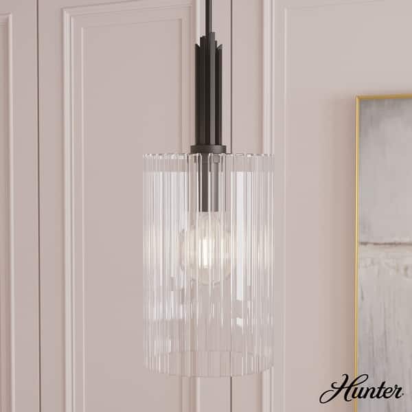 slide 2 of 13, Hunter Gatz 1-Light Pendant - Kitchen Island, Dining Room, Entry - Glam, Contemporary, Transitional 10" - Matte Black