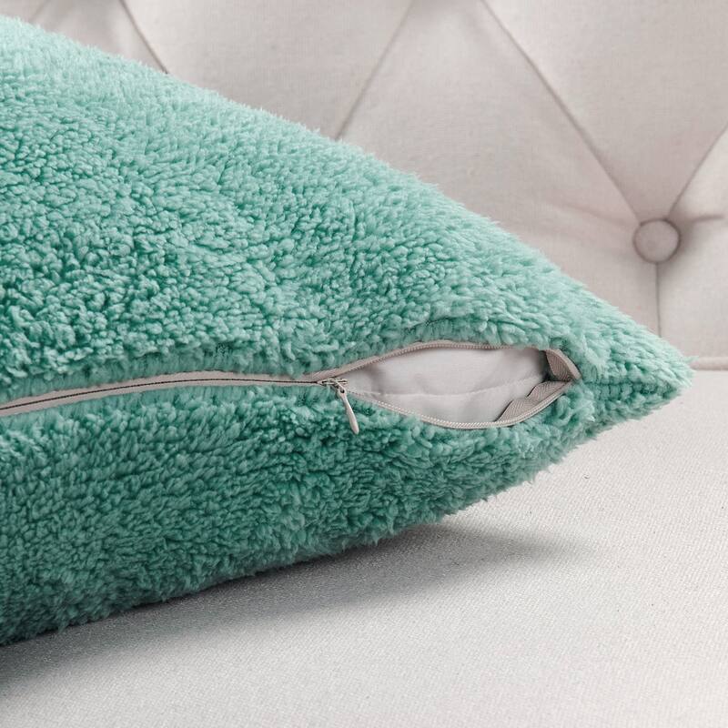 Accent Sherpa Pillow Cover Set of 4 20Inch x 20Inch, NO INSERT