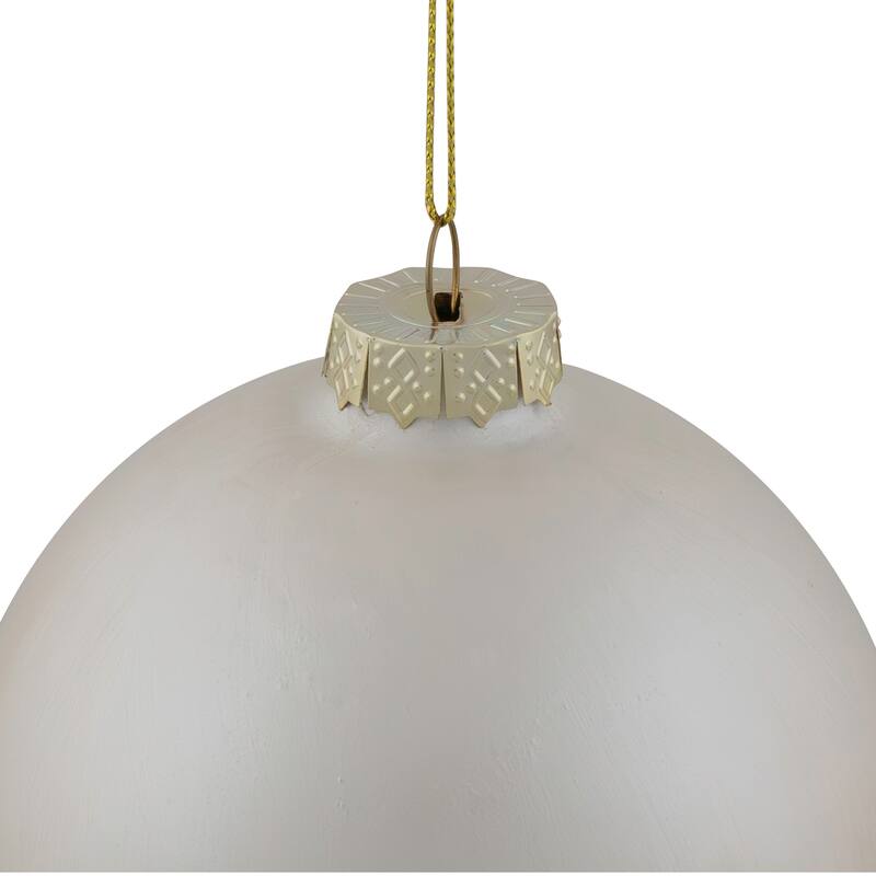 3.5" Brushed White and Gold Glass Ball Christmas Ornament