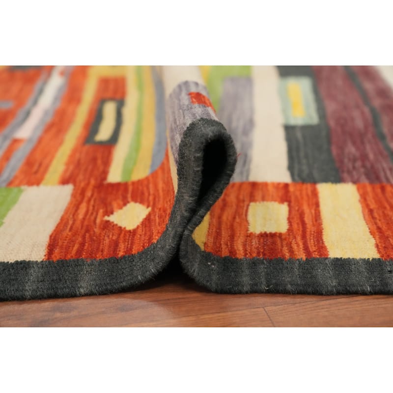 Hand Woven Oriental 100% Wool Carpet Southwestern Tribal Multi-Colored Kilim Area Rug - 6' 6'' X 5' 0''